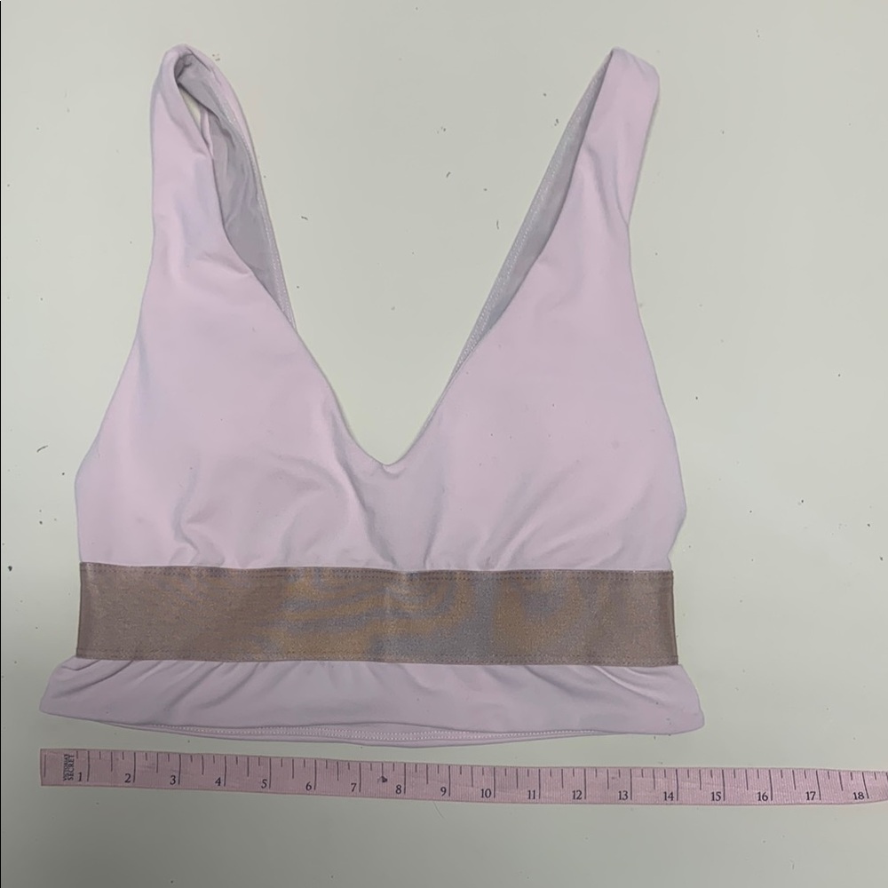 Demi lovato Pink V-Neck Sports Bra with Wide Straps